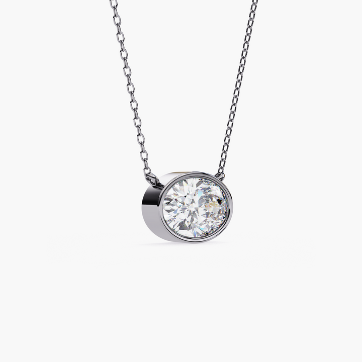 Oval Diamond Solitaire Necklace