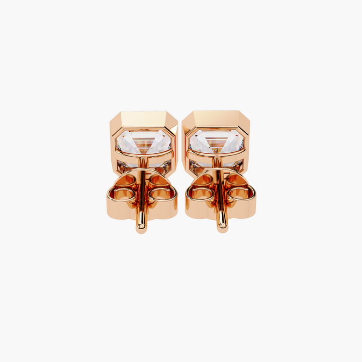 Asscher Cut Bezel Diamond Studs