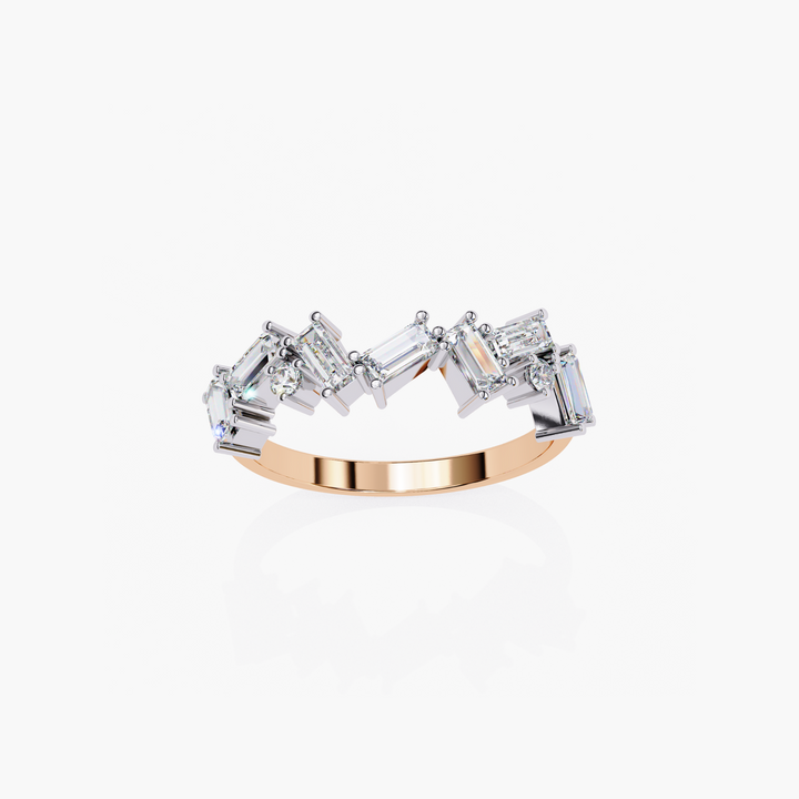 Baguette & Round Zig Zag Ring