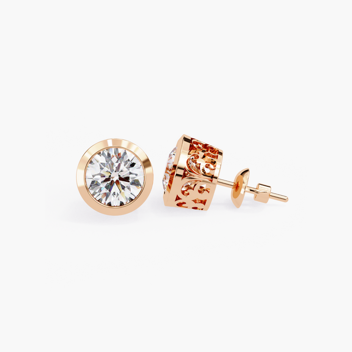 Bezel Diamond Stud Earrings