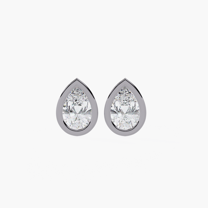 Pear Diamond Bezel Studs