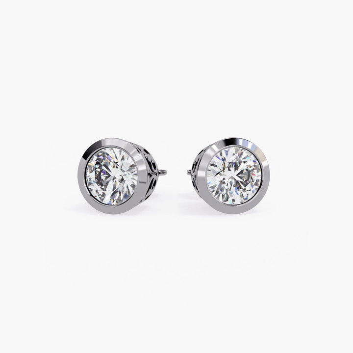 Bezel Diamond Stud Earrings