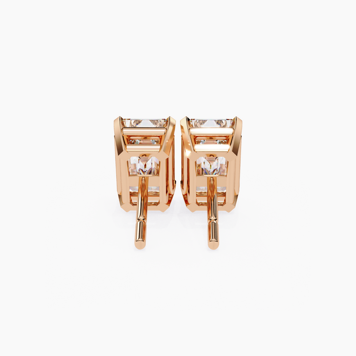 Emerald Cut Diamond Studs Earrings