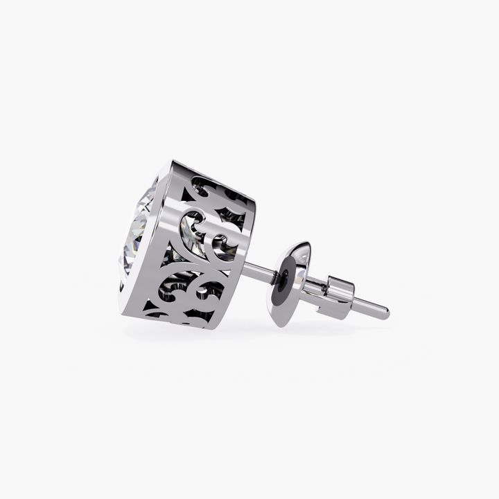 Bezel Diamond Stud Earrings