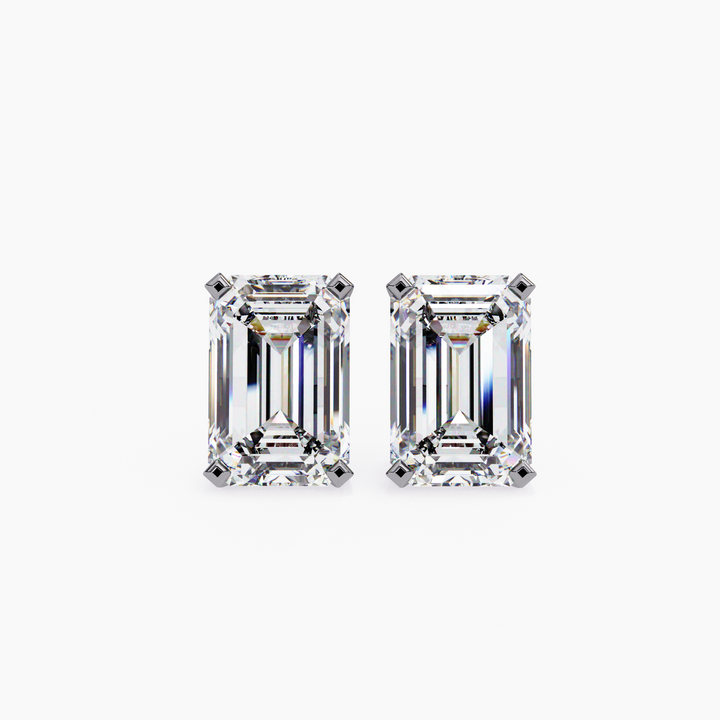 Emerald Cut Diamond Stud Earrings