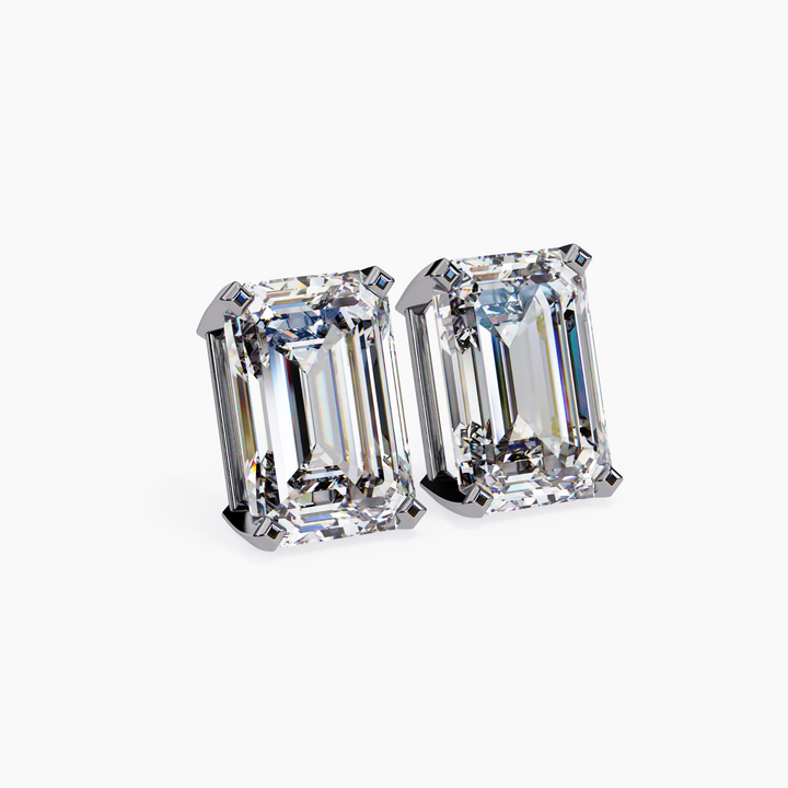 Emerald Cut Diamond Stud Earrings