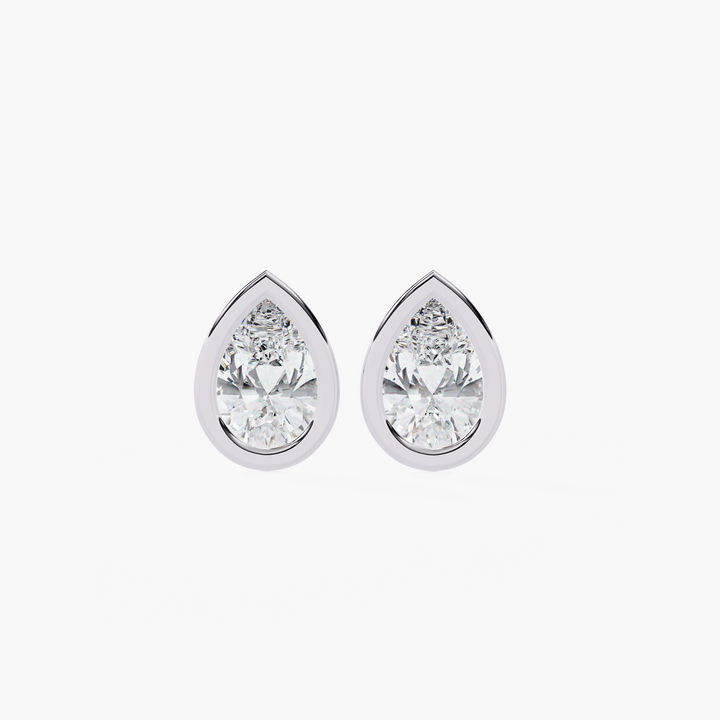 Pear Diamond Bezel Studs