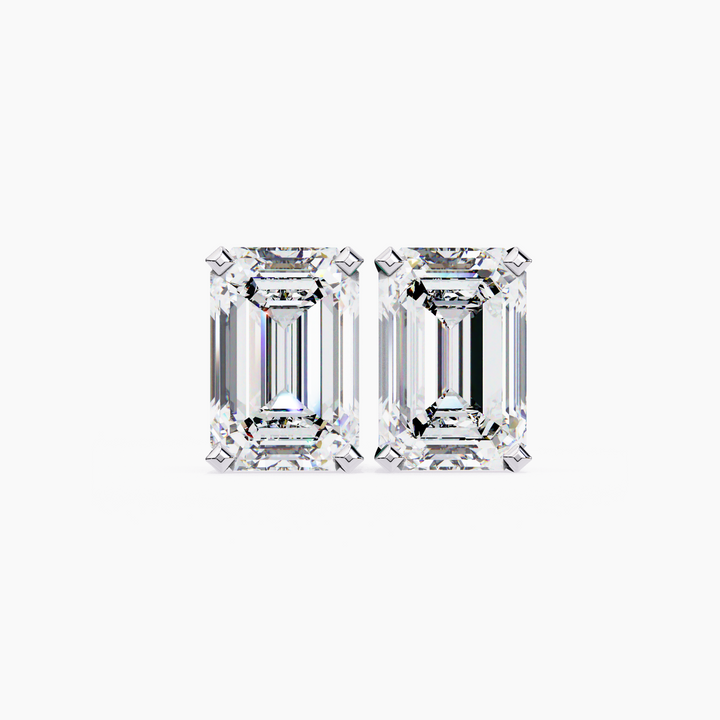 Emerald Cut Diamond Studs Earrings