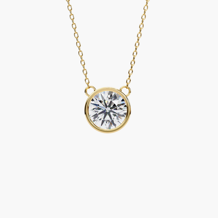 Round Diamond Bezel Solitaire Necklace