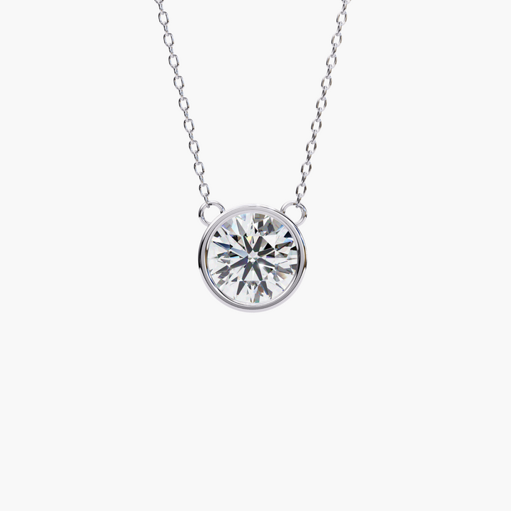 Round Diamond Bezel Solitaire Necklace