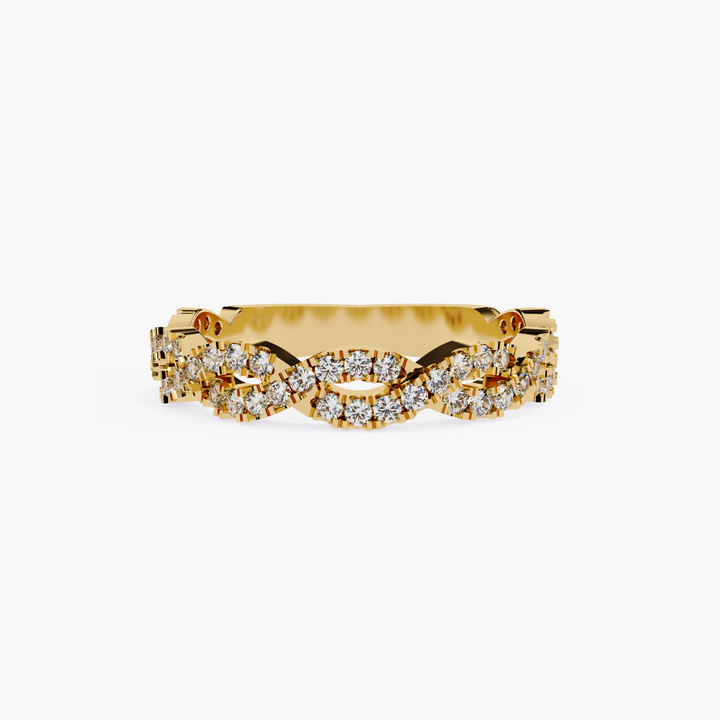 Round Cut Diamonds Twisted Band Ring