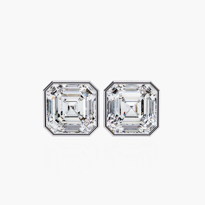 Asscher Cut Bezel Diamond Studs