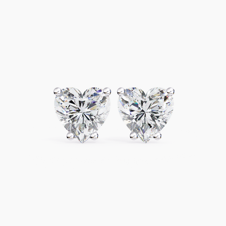 Heart Diamond Stud Earrings