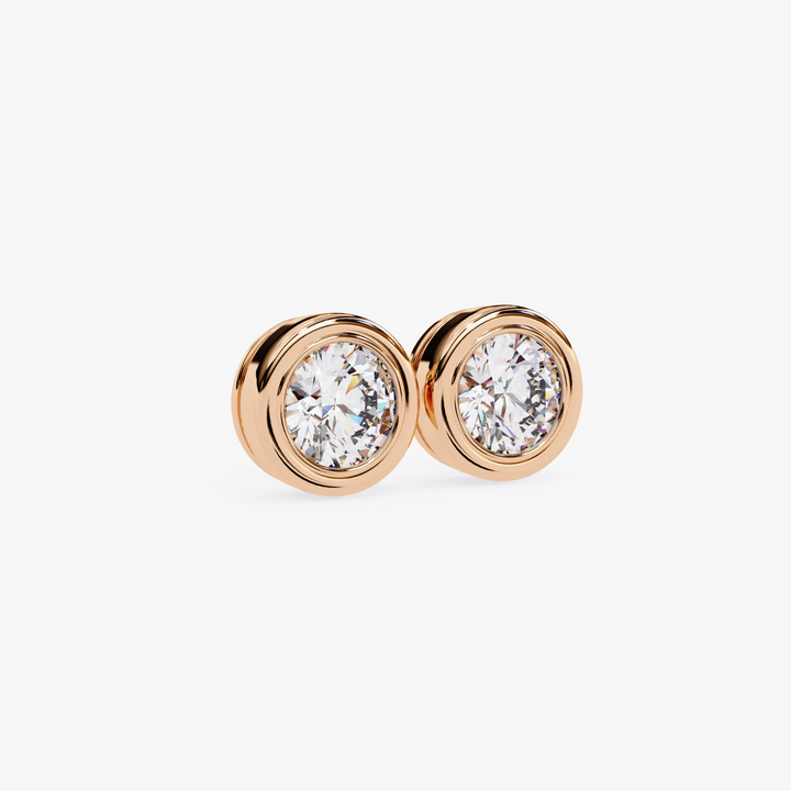 Bezel Round Diamond Studs