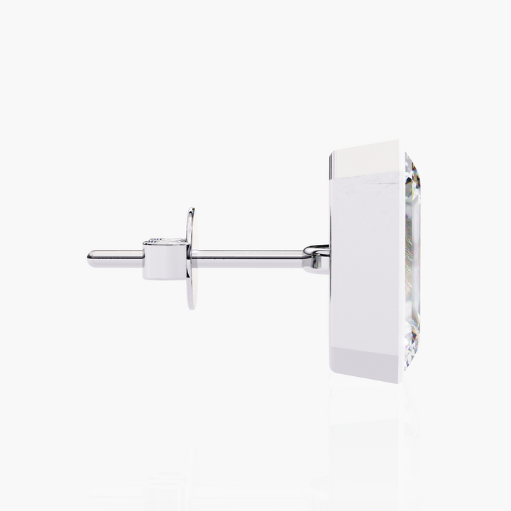 Emerald Cut Diamond Bezel Studs - Jewel Frost