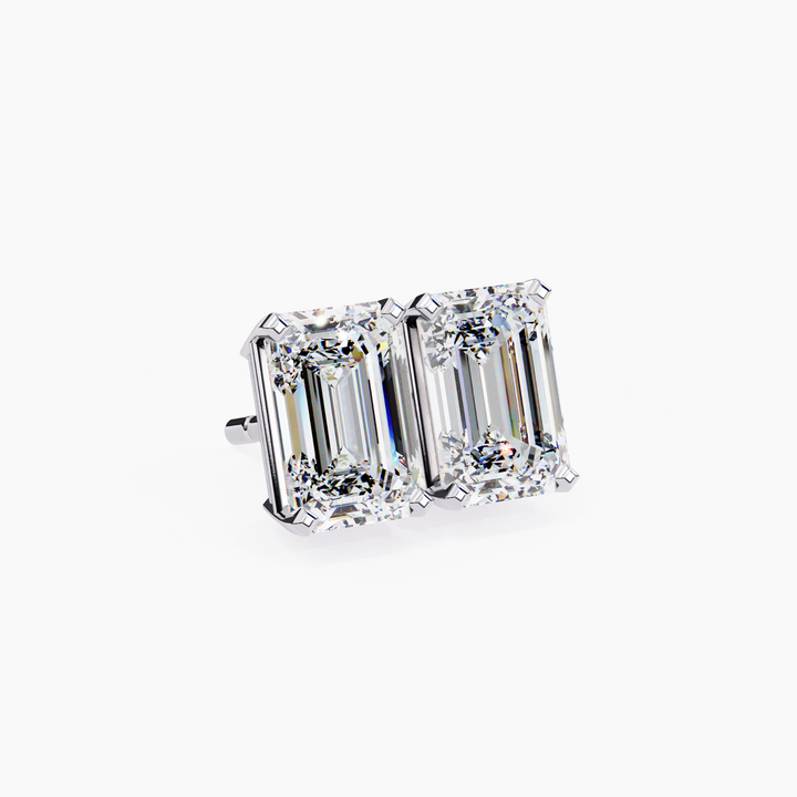 Emerald Cut Diamond Stud Earrings