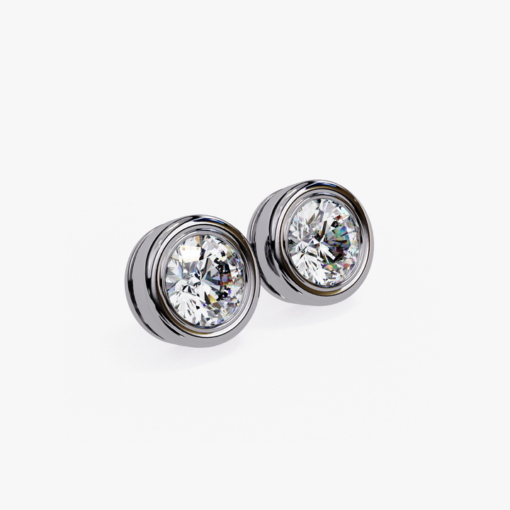 Bezel Round Diamond Studs