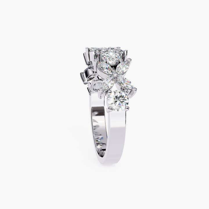 Flower Marquise Round Diamond Ring