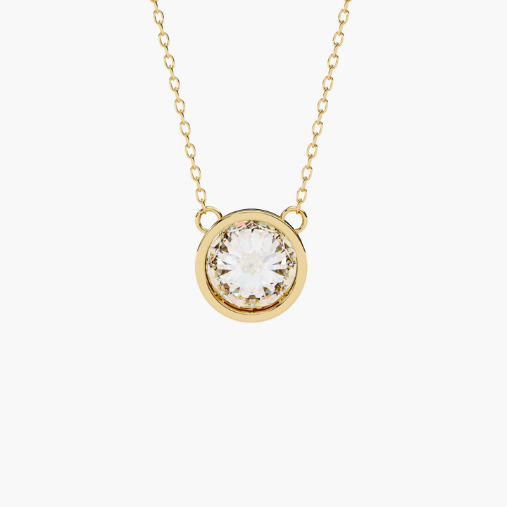 Round Diamond Bezel Solitaire Necklace