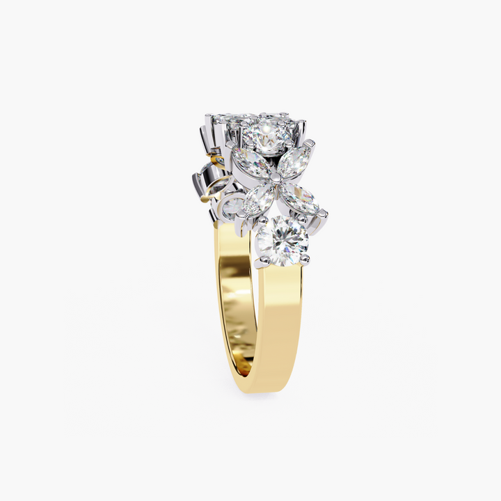 Flower Marquise Round Diamond Ring