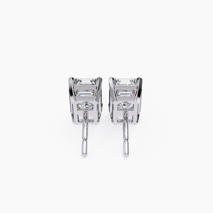 Emerald Cut Diamond Studs Earrings