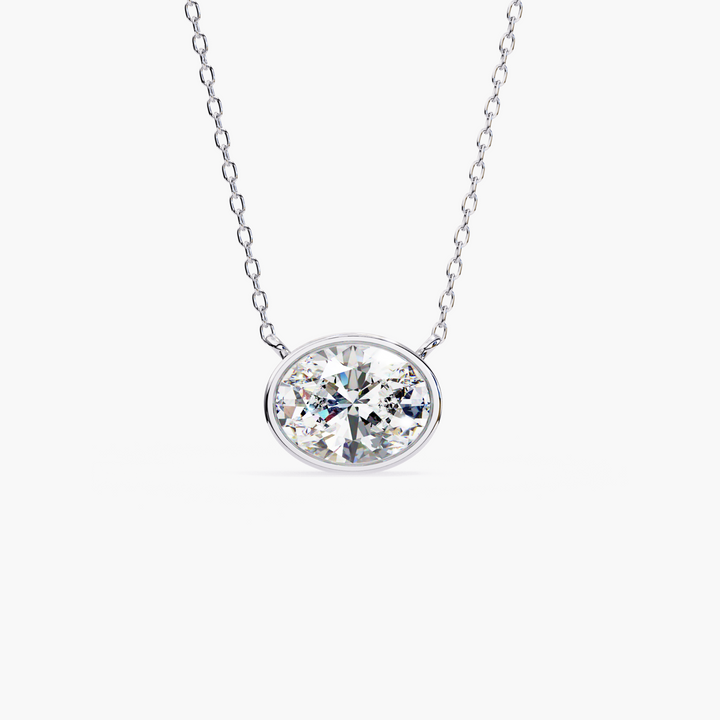 Oval Diamond Solitaire Necklace