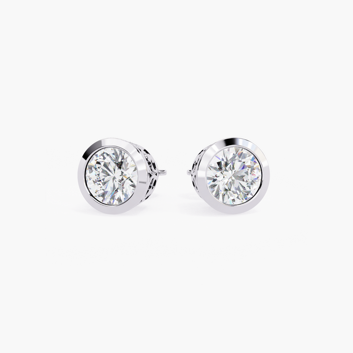 Bezel Diamond Stud Earrings