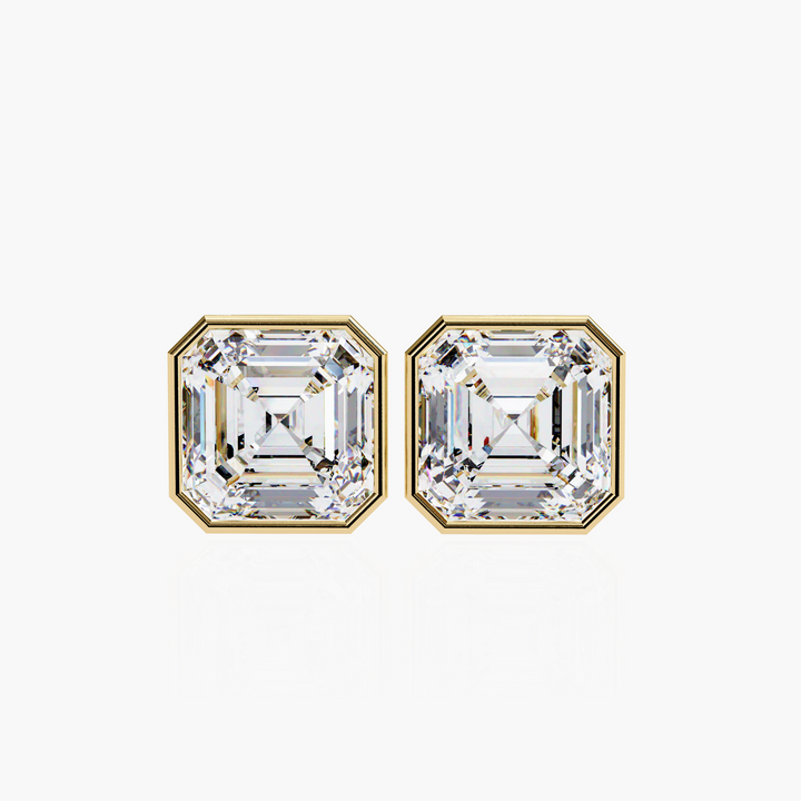 Asscher Cut Bezel Diamond Studs