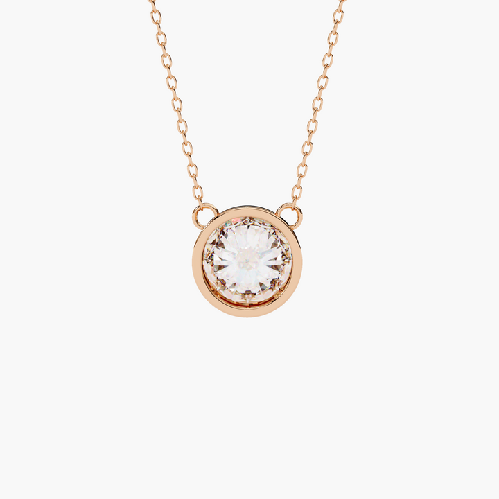 Round Diamnd Bezel Solitaire Necklace