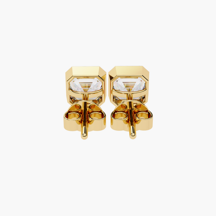 Asscher Cut Bezel Diamond Studs