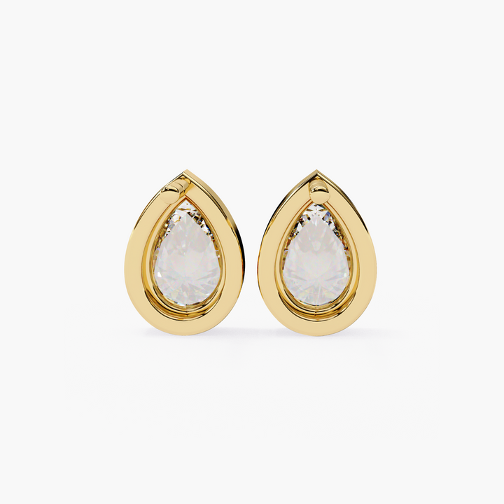 Pear Diamond Bezel Studs