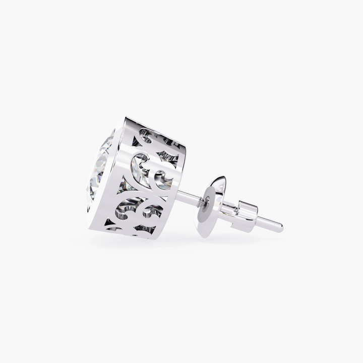 Bezel Diamond Stud Earrings