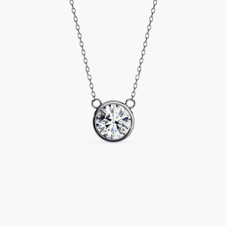 Round Diamnd Bezel Solitaire Necklace