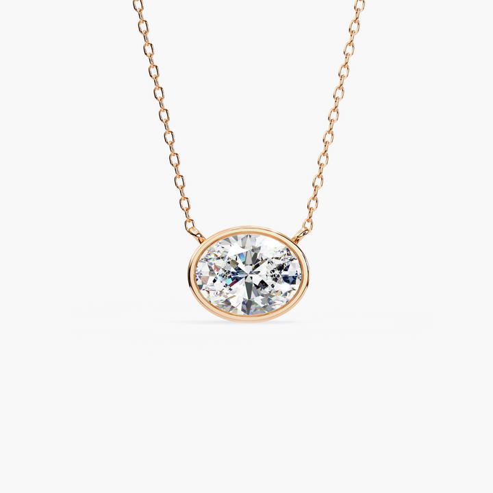 Oval Diamond Solitaire Necklace