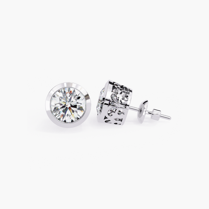 Bezel Diamond Stud Earrings