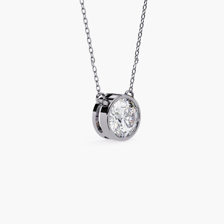 Round Diamond Bezel Solitaire Necklace