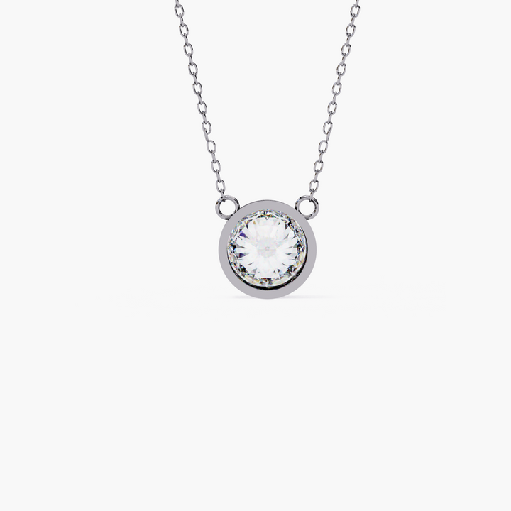 Round Diamnd Bezel Solitaire Necklace