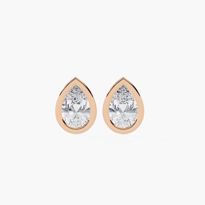 Pear Diamond Bezel Studs