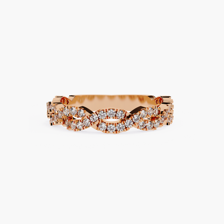 Round Cut Diamonds Twisted Band Ring