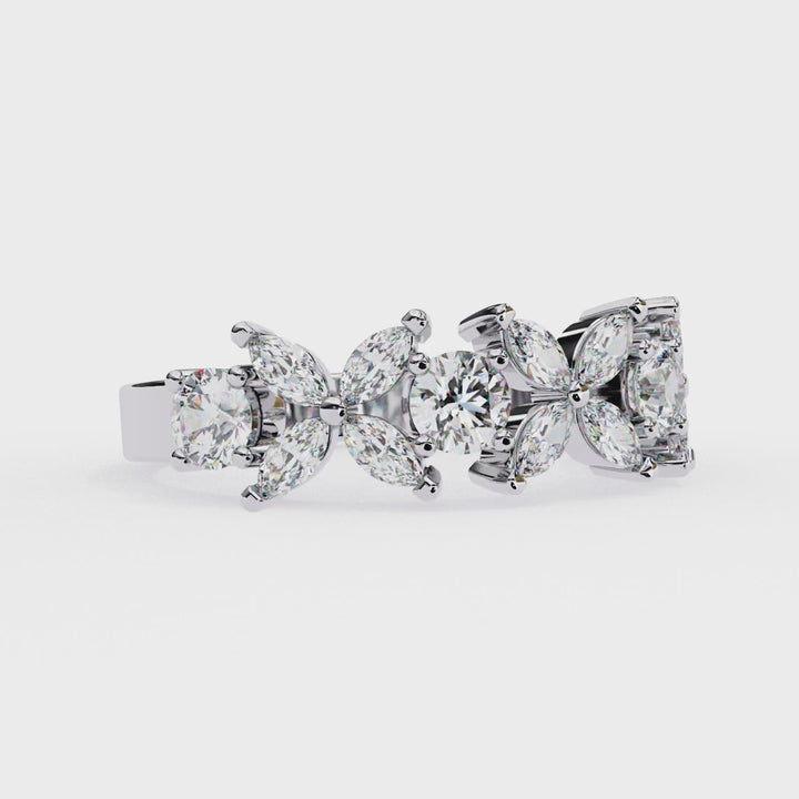 Flower Marquise Round Diamond Ring