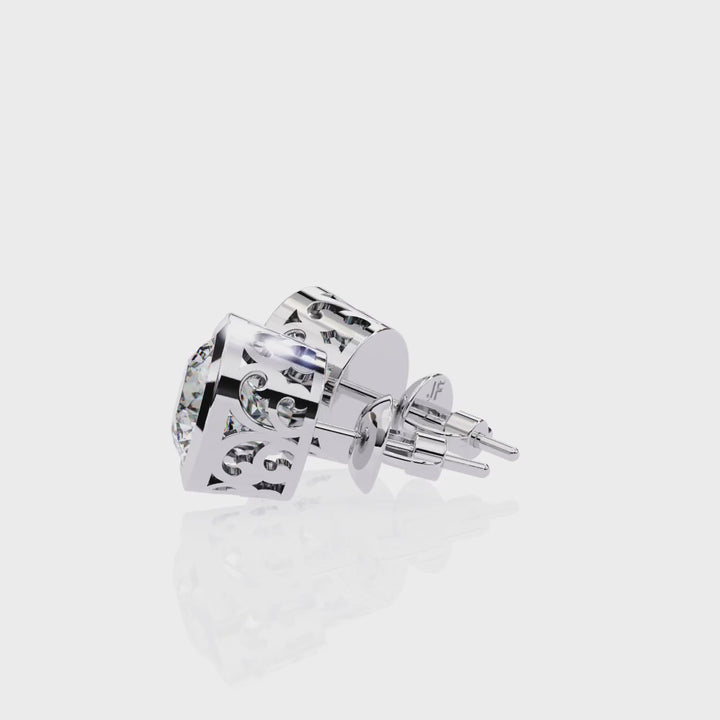 Bezel Diamond Stud Earrings