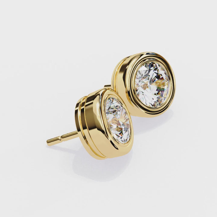 Bezel Round Diamond Studs