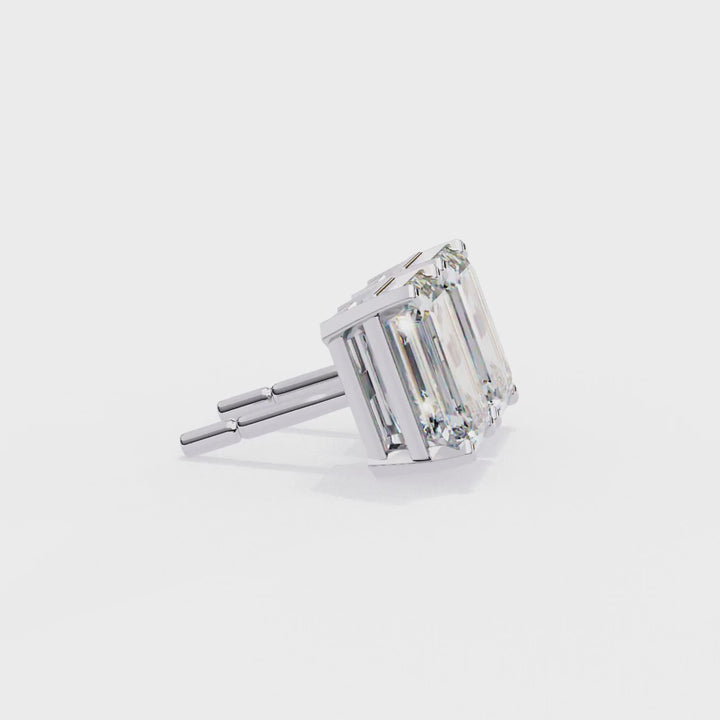 Emerald Cut Diamond Studs Earrings